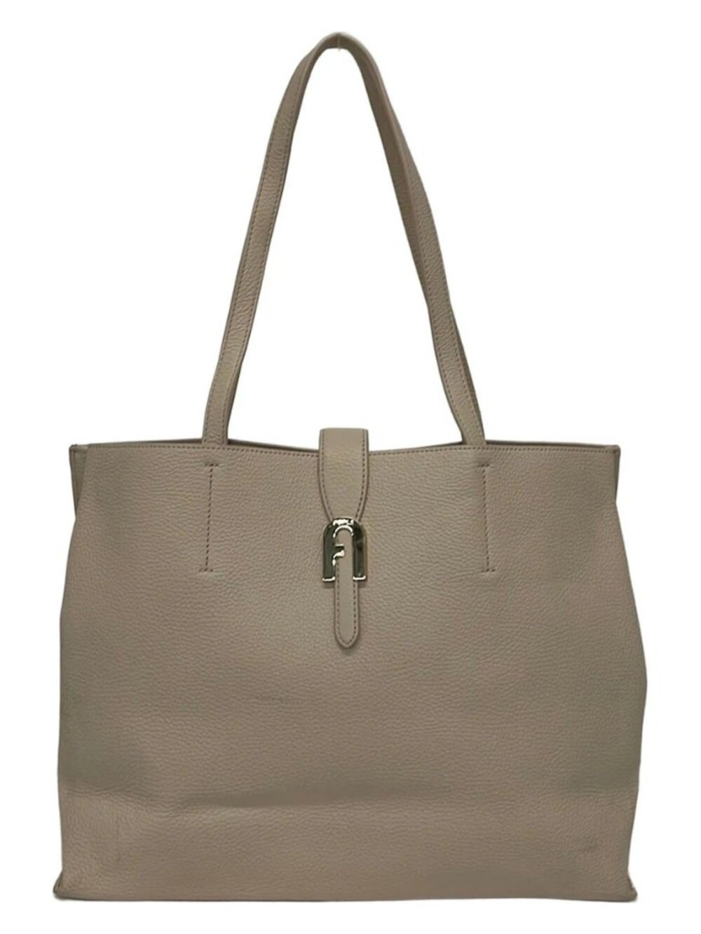 FURLA Primula Pink Beige Leather Tote Bag